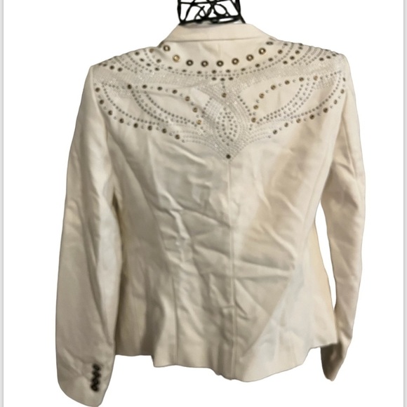 Zara Basic White Limited Edition Grommet Blazer Sz S embellished Back - Picture 5 of 8